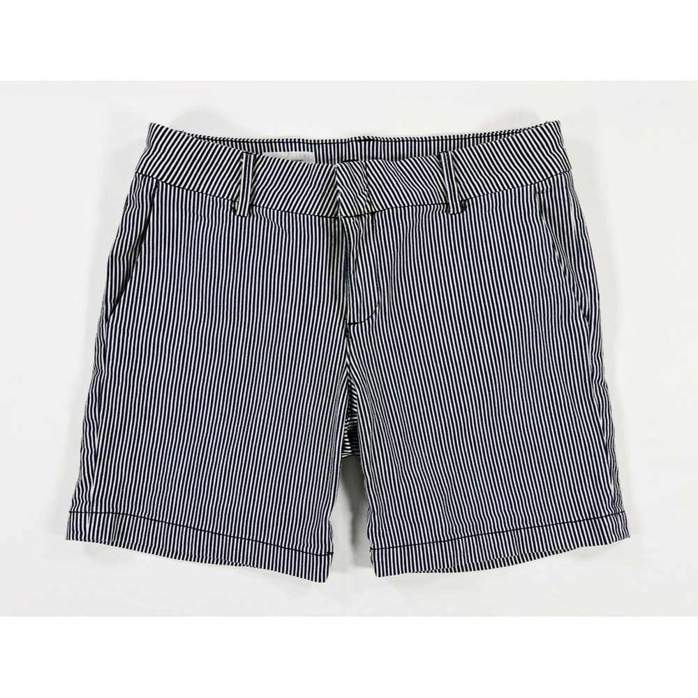KUT from the Kloth Jenny Shorts Womens 6 Black White Pinstripe Striped Chino